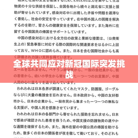 全球共同应对新冠国际突发挑战