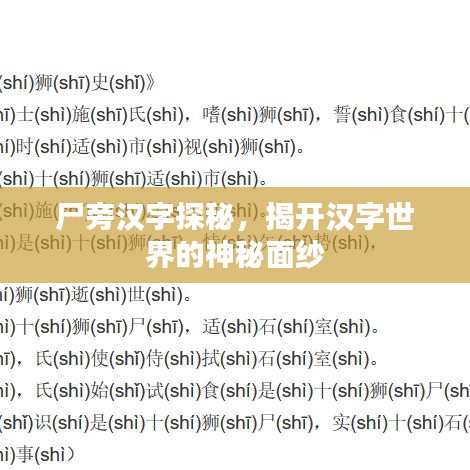 尸旁汉字探秘，揭开汉字世界的神秘面纱