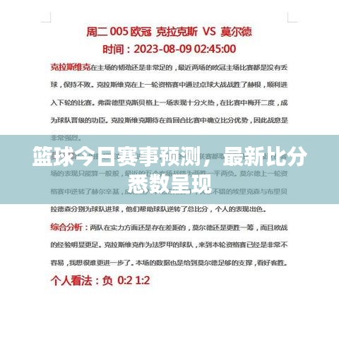 篮球今日赛事预测，最新比分悉数呈现